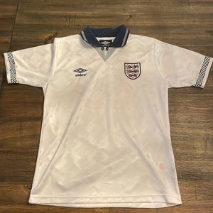 Authentic 1990-92 England home soccer jersey, New, S